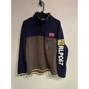 POLO RALPH LAUREN Fleece Pullover Jacket 1/4 Snap Camo RLPC 67 Men's Size Large